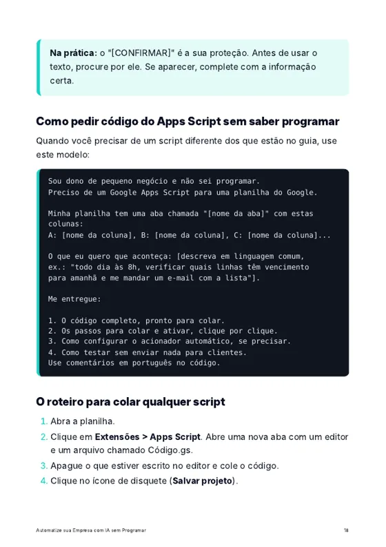 Página de exemplo do guia
