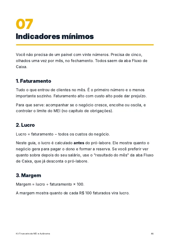 Página de exemplo do guia